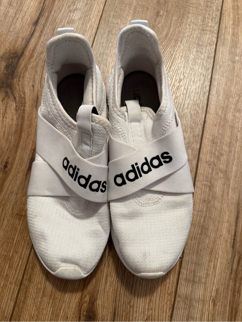 adidas Kids White Elastic Cross-strap Slip-On Sneakers